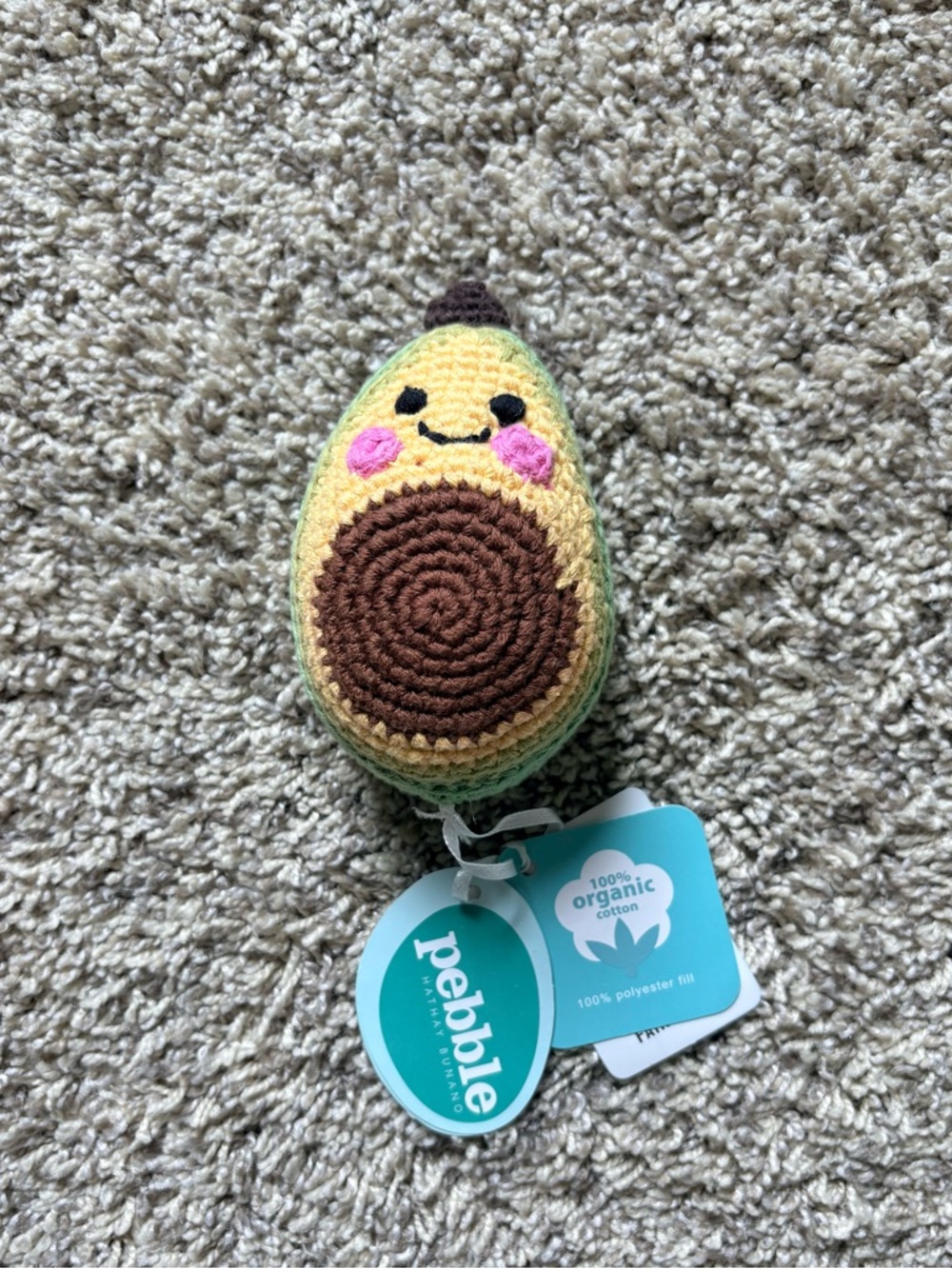 🥑Pebble Organic Crochet Veggie Rattle Set - Beet, Avocado, Cauliflower, Carrot - Picture 4 of 9